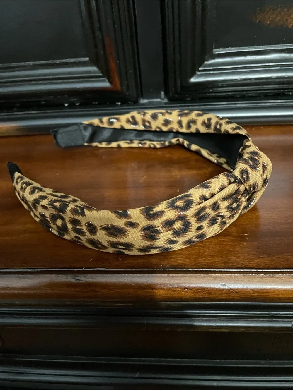 Leopard Print Knotted Headband - Brown